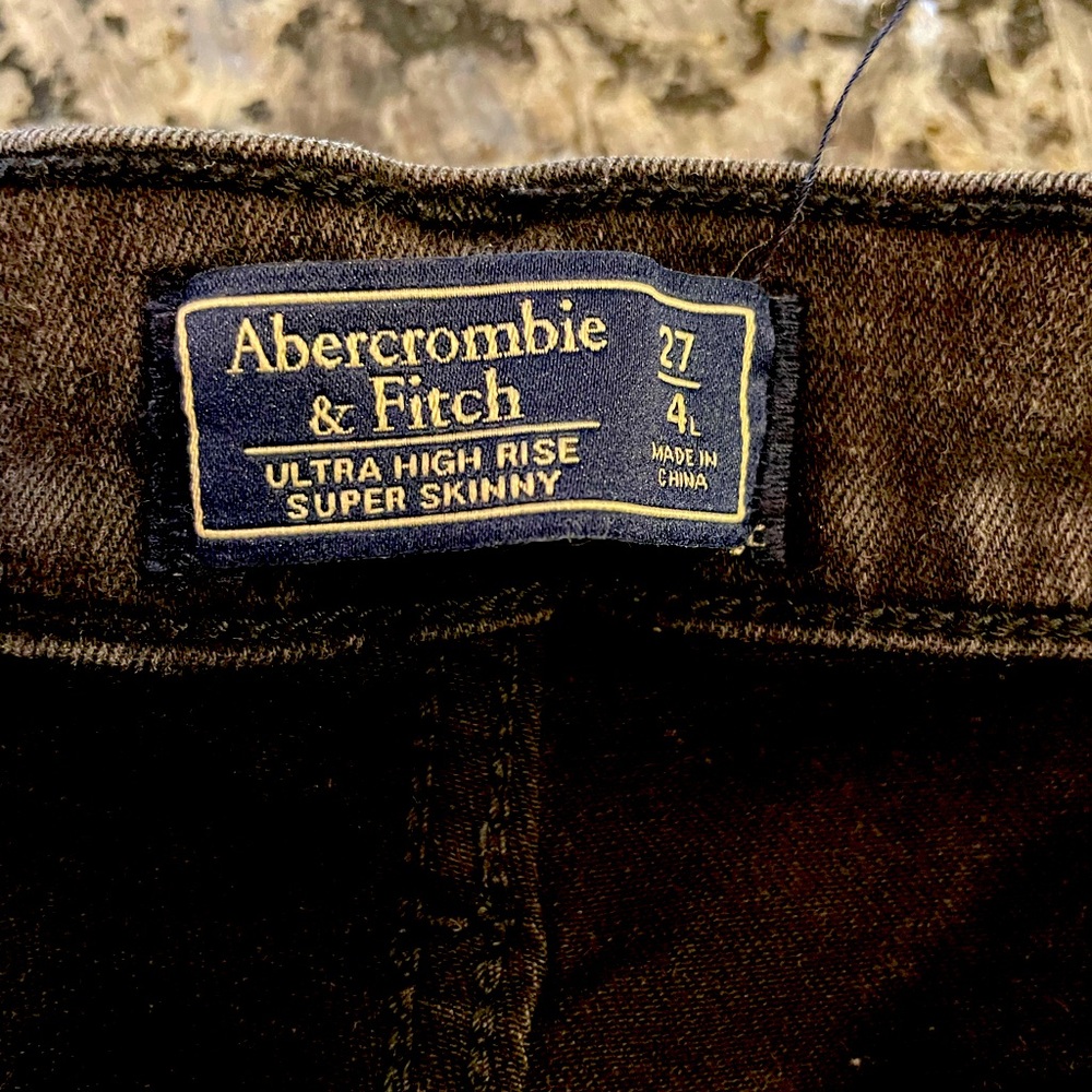 Abercrombie and Fitch high-rise black skinny jeans raw hem
